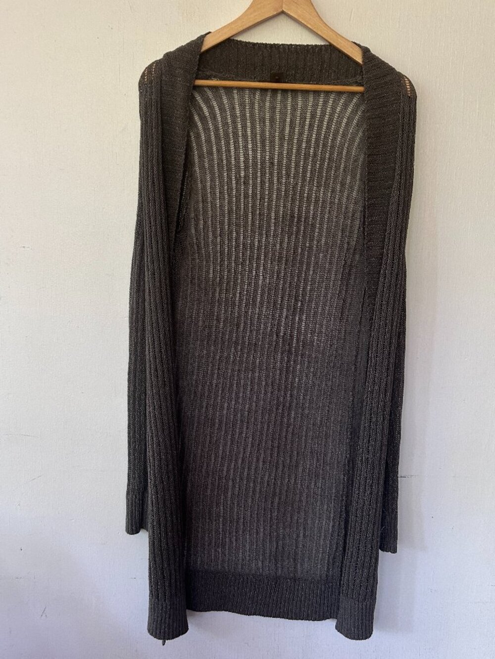 Tommy Bahama Linen Blend Duster Cardigan Gray Small Open Knit Forest Fairy Coast